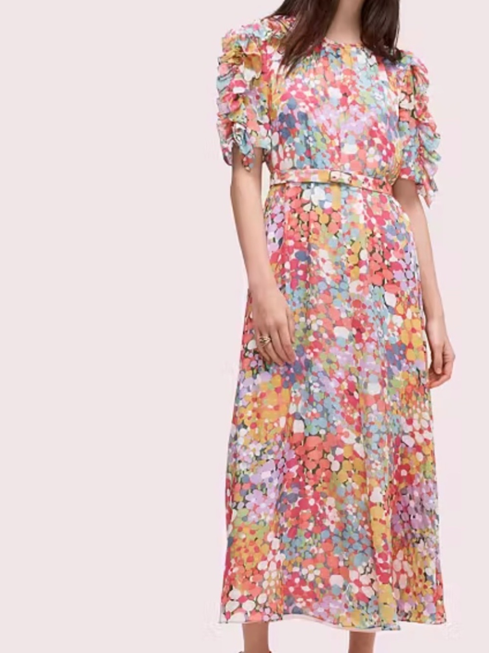 Floral Dots Ruffle Midi dress - Size 8